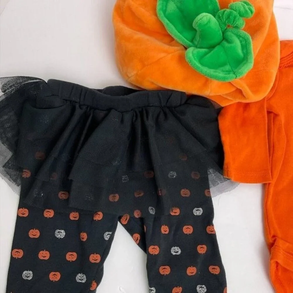 Halloween Pumpkin Hat Girl Leggins with Tu Tu Jack o Lantern One Piece 6 Months